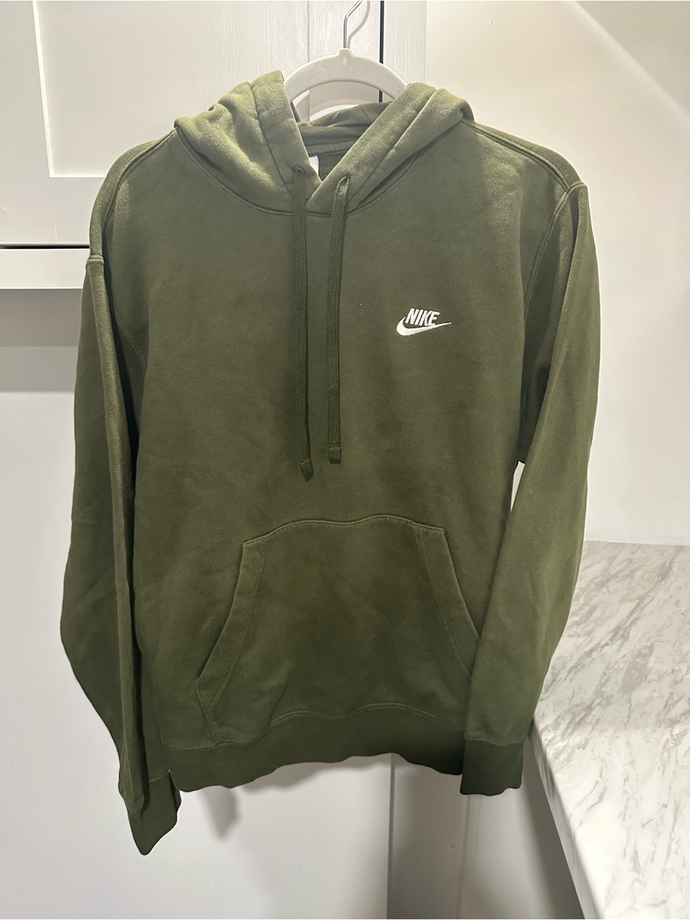 Nike Olive Green Pullover Hoodie with White Logo